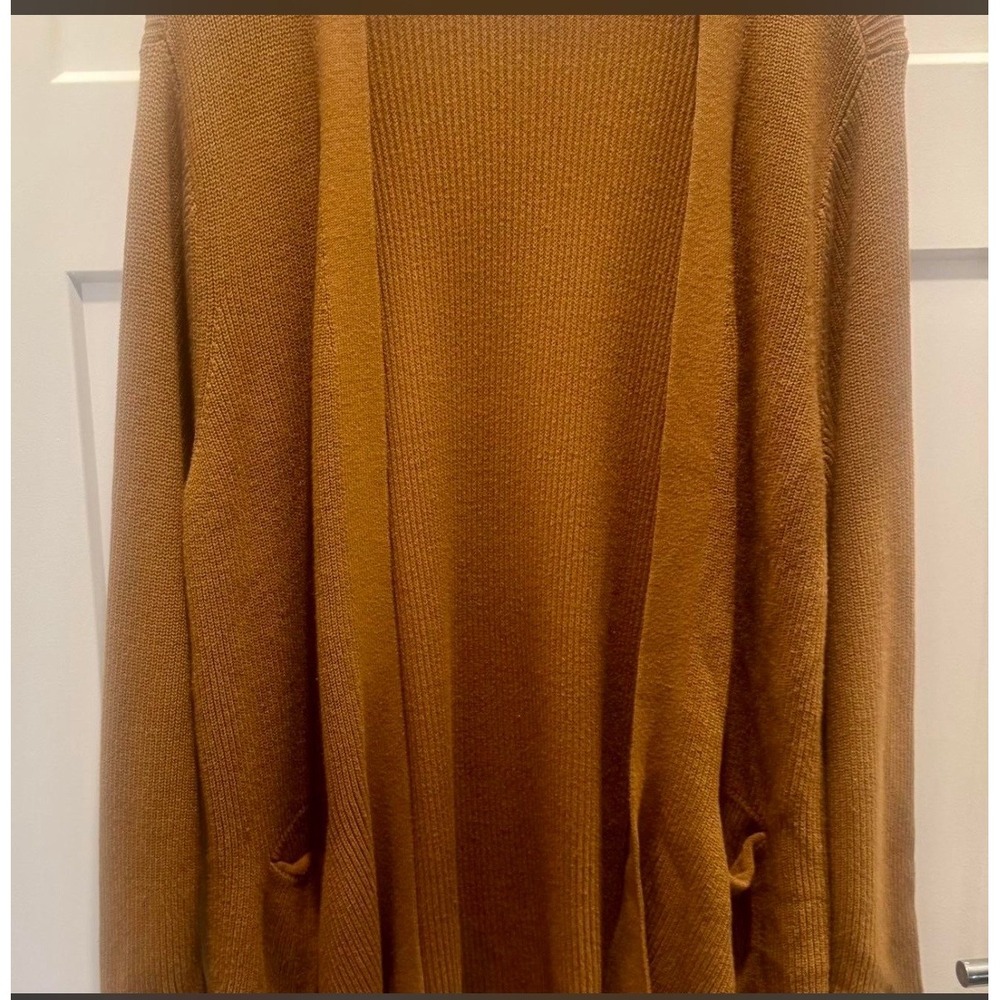 Old Navy Womens‎ XL Mustard Yellow Ribbed Open Front Cardigan Sweater Pockets